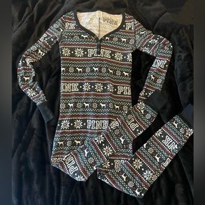 Victorias Secret Pink onesie Christmas pjs